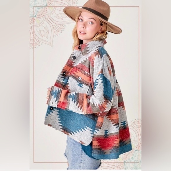 NWT LA MIEL La Miel Eldora Aztec Shacket for Women in Rust - Picture 11 of 11